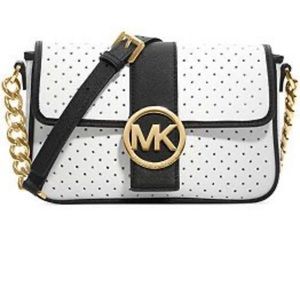 Michael Kors Limited Edition White and Black Perforated Crossbody